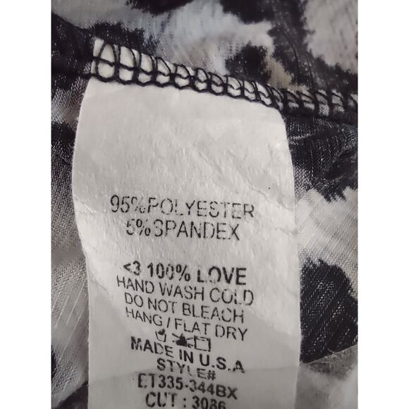 SEW IN LOVE Women's Blouse 3X Animal Print Ruffled Black Cream Lightweight - Picture 4 of 4